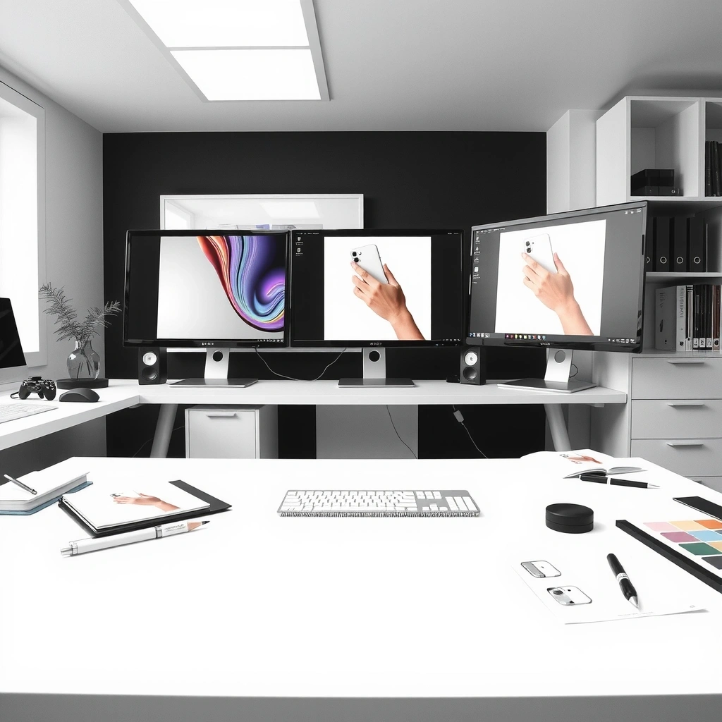 Professional web design workspace