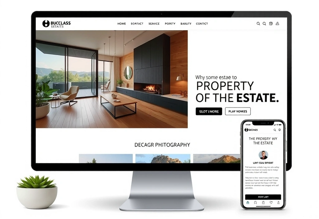 Real estate platform with property search functionality and elegant property showcase design